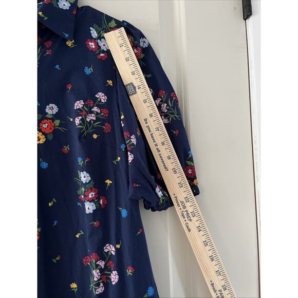 Kate Spade Belted Navy Bouquet Toss Pleated Lake Dress With Pockets Small - Picture 10 of 11